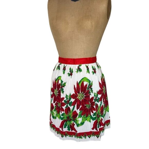 Vintage 1950s Ever pleat Poinsettia Half Apron. NIB - Picture 8 of 11